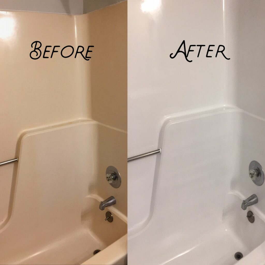 Old-fashioned tub resurfaced to brand-new quality