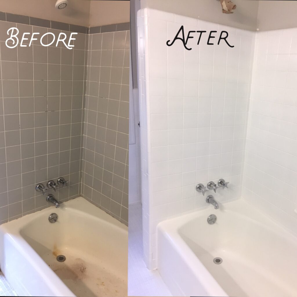 Resurfaced bathtub and shower
