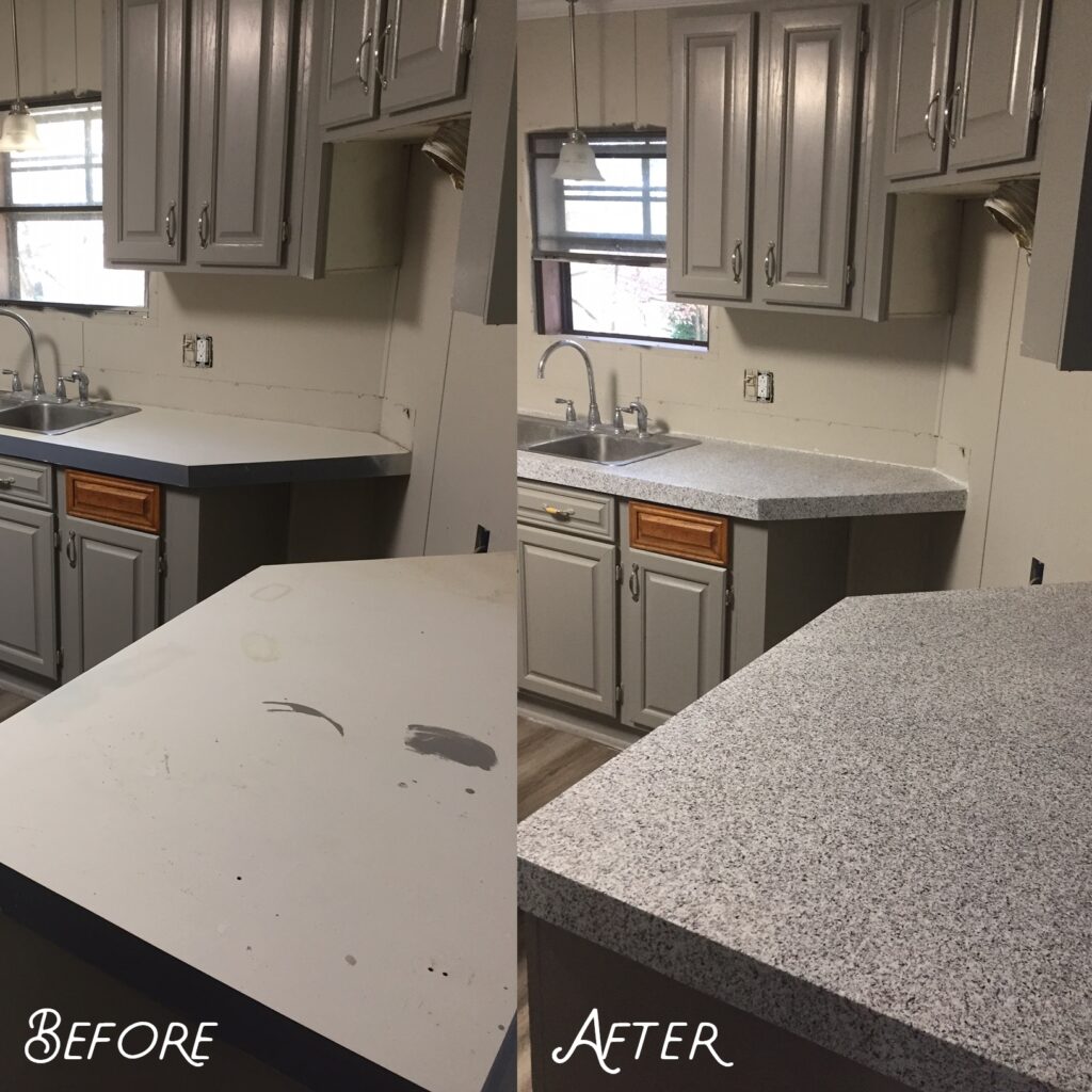 Countertop repaired to a smooth surface