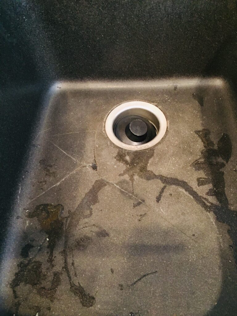 Bottom of cracked Kitchen sink
